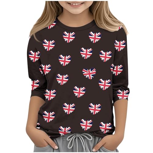 KIDSZJA Hemden für Mädchen, Sommer, Schulanfang, Union Jack, 3/4-Ärmel, britische Flagge, Oberteil, Rundhalsausschnitt, Kleiderschrank, Essentials, Kinderkleidung, Strand, Urlaub und Familienausflüge KIDSZJA Hemden für Mädchen, Sommer, Schulanfang, Union Jack, 3/4-Ärmel, britische Flagge, Oberteil, Rundhalsausschnitt, Kleiderschrank, Essentials, Kinderkleidung, Strand, Urlaub und Familienausflüge von KIDSZJA