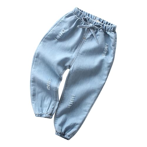 KIDSZJA Hose für Kinder im Alter von 5–6 Jahren, weite Beine, Knöchel-Hose, volle Länge, Vintage, Distressed-Jeans, zerrissene, dehnbare Denim-Hose, Kordelzug, hohe Taille, Sommer, Y2K, Schule KIDSZJA Hose für Kinder im Alter von 5–6 Jahren, weite Beine, Knöchel-Hose, volle Länge, Vintage, Distressed-Jeans, zerrissene, dehnbare Denim-Hose, Kordelzug, hohe Taille, Sommer, Y2K, Schule von KIDSZJA