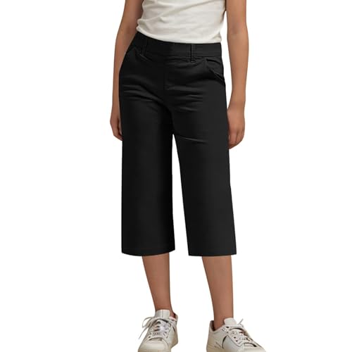 KIDSZJA Jogginghose für Mädchen, hohe Taille, Chinohose, weiches Jersey, Lounge-Trainingshose, über Knielang, Stretch-Twill Cropped-Bio-Baumwolle, 2025, Bermuda-Caprihose, für Reisen und Zuhause, zum von KIDSZJA