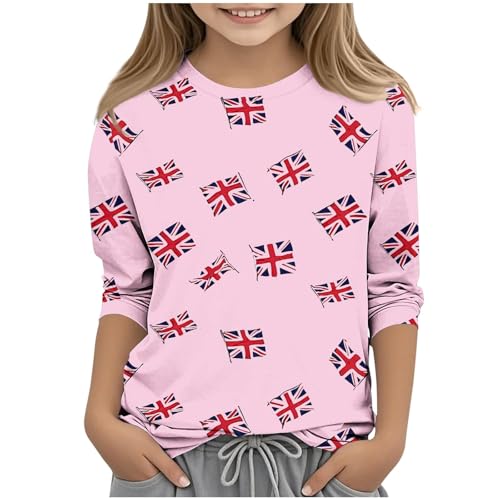 KIDSZJA Kinder-T-Shirt, Sommer, Rundhalsausschnitt, lockere Passform, bequem, weiches Oberteil, britische Flagge, trendige Streetwear-Bluse, Union Jack, 3/4-Ärmel, niedliche Kleidung, Geburtstag KIDSZJA Kinder-T-Shirt, Sommer, Rundhalsausschnitt, lockere Passform, bequem, weiches Oberteil, britische Flagge, trendige Streetwear-Bluse, Union Jack, 3/4-Ärmel, niedliche Kleidung, Geburtstag von KIDSZJA