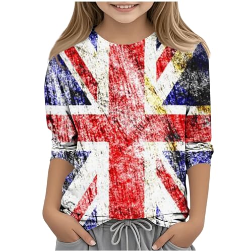 KIDSZJA Kinder-Top, Mädchen, England-Fußball-WM, Kinderkleidung, britische Flagge, T-Shirt, Baumwolle, für den Schulanfang, Union-Jack-Bluse, super weich, bequem, dehnbar, Sommer-/Strandkleidung KIDSZJA Kinder-Top, Mädchen, England-Fußball-WM, Kinderkleidung, britische Flagge, T-Shirt, Baumwolle, für den Schulanfang, Union-Jack-Bluse, super weich, bequem, dehnbar, Sommer-/Strandkleidung von KIDSZJA