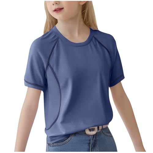 KIDSZJA Kinder-Top, Mädchen, Sommer, gestreift, Netzstoff, trendig, atmungsaktiv, locker, schnelltrocknend, kurzärmelig, Blusen, weiche Baumwolle, lässiger Rundhalsausschnitt, Kleidung für Teenager KIDSZJA Kinder-Top, Mädchen, Sommer, gestreift, Netzstoff, trendig, atmungsaktiv, locker, schnelltrocknend, kurzärmelig, Blusen, weiche Baumwolle, lässiger Rundhalsausschnitt, Kleidung für Teenager von KIDSZJA
