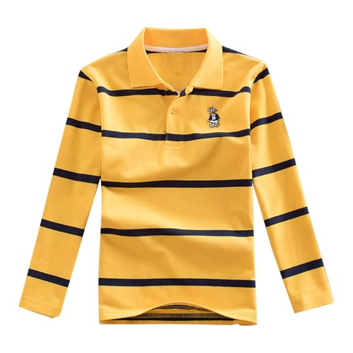 KIDSZJA Kinder-Top, Mädchen, Sommer, gestreift, klassisch, bequem, stilvoll, Baumwolle, Freizeitkleidung, Revers, Teenagerkleidung, Knopfleiste, Polo-Shirt, langärmelig, Sport, Spielplatz, Abenteuer KIDSZJA Kinder-Top, Mädchen, Sommer, gestreift, klassisch, bequem, stilvoll, Baumwolle, Freizeitkleidung, Revers, Teenagerkleidung, Knopfleiste, Polo-Shirt, langärmelig, Sport, Spielplatz, Abenteuer von KIDSZJA