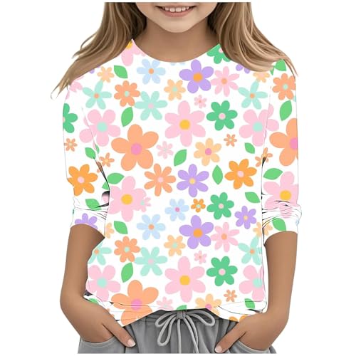 KIDSZJA Kinder-Top, Mädchen, Sommer, niedlich, atmungsaktiv, Baumwolle, 3/4-Ärmel, Blusen, Tunika, trendig, bequem, Cartoon-Druck, Rundhalsausschnitt, Teenagerkleidung, lässig, Alltag, 5–6 Jahre KIDSZJA Kinder-Top, Mädchen, Sommer, niedlich, atmungsaktiv, Baumwolle, 3/4-Ärmel, Blusen, Tunika, trendig, bequem, Cartoon-Druck, Rundhalsausschnitt, Teenagerkleidung, lässig, Alltag, 5–6 Jahre von KIDSZJA