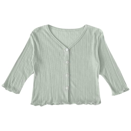 KIDSZJA Kinder-Top, Mädchen, einfarbig, bequem, leicht, Eisseide, Knopfleiste, atmungsaktiv, Strand- und Freizeit-Outfits, Hemden, Kleidung für Teenager, Strickjacke, leichte Baumwollmischung KIDSZJA Kinder-Top, Mädchen, einfarbig, bequem, leicht, Eisseide, Knopfleiste, atmungsaktiv, Strand- und Freizeit-Outfits, Hemden, Kleidung für Teenager, Strickjacke, leichte Baumwollmischung von KIDSZJA
