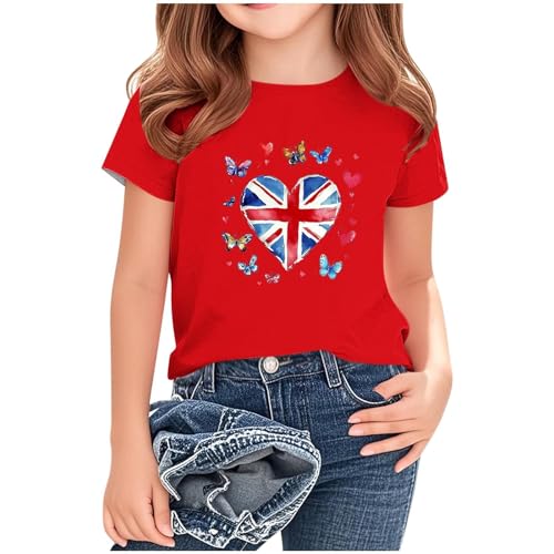 KIDSZJA Kinder-Top, Mädchen, trendig, atmungsaktiv, weiche Baumwolle, Rundhalsausschnitt, England, Fußball, Weltmeisterschaft, britische Flagge, T-Shirt, kurzärmelig, Union Jack-Kleidung KIDSZJA Kinder-Top, Mädchen, trendig, atmungsaktiv, weiche Baumwolle, Rundhalsausschnitt, England, Fußball, Weltmeisterschaft, britische Flagge, T-Shirt, kurzärmelig, Union Jack-Kleidung von KIDSZJA