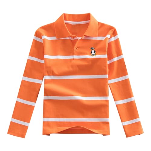 KIDSZJA Kinderkleidung Mädchen Sommer Knopfleiste Polo Baumwolle Freizeitkleidung Blusen UK Elegant Gestreift Klassisch Langarm Top Komfort Stilvolles Revers T-Shirt Sport Spielplatz Abenteuer von KIDSZJA