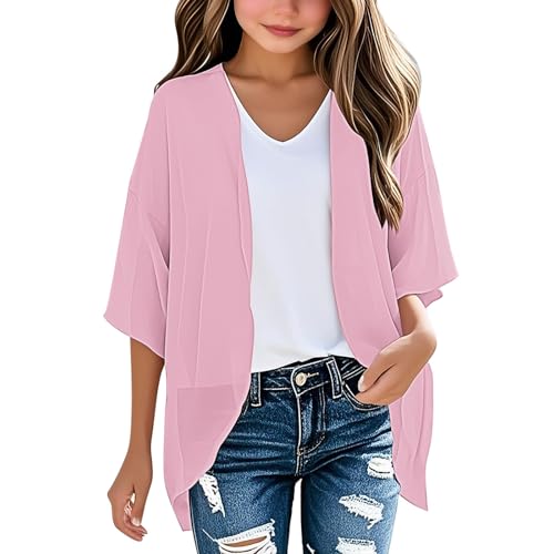 KIDSZJA Kinderkleidung für Mädchen, einfarbig, einfarbig, Hawaii-Boho-Strickjacke, Longline, Swing, LSF 50+, T-Shirts, Sommer, bequem, lockeres Oberteil für Teenager, vorne offen, Strand-Kimono KIDSZJA Kinderkleidung für Mädchen, einfarbig, einfarbig, Hawaii-Boho-Strickjacke, Longline, Swing, LSF 50+, T-Shirts, Sommer, bequem, lockeres Oberteil für Teenager, vorne offen, Strand-Kimono von KIDSZJA