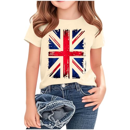 KIDSZJA Kinderkleidung für Mädchen, kurzärmelig, Union Jack, Rundhalsausschnitt, Festivals und Urlaubsfotos, Oberteil, England, Fußball, Weltmeisterschaft, britische Flagge, Blusen, weich KIDSZJA Kinderkleidung für Mädchen, kurzärmelig, Union Jack, Rundhalsausschnitt, Festivals und Urlaubsfotos, Oberteil, England, Fußball, Weltmeisterschaft, britische Flagge, Blusen, weich von KIDSZJA
