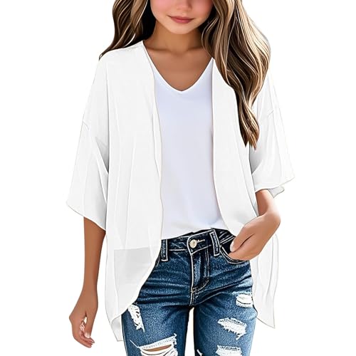 KIDSZJA Kinderkleidung für Mädchen, langärmlig, schwingend, LSF 50+, Hawaii-Boho-Strickjacke, Oberteil, leicht, lässig, einfarbig, einfarbig, Sommer, bequem, lockere Vorderseite, Strand-Kimono KIDSZJA Kinderkleidung für Mädchen, langärmlig, schwingend, LSF 50+, Hawaii-Boho-Strickjacke, Oberteil, leicht, lässig, einfarbig, einfarbig, Sommer, bequem, lockere Vorderseite, Strand-Kimono von KIDSZJA