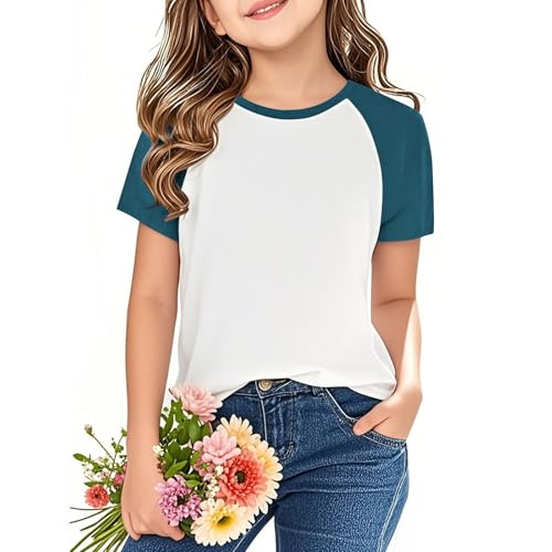 KIDSZJA Kleidung für Mädchen, kurzärmelig, cooles Tunika-Oberteil für Teenager, Sonnenschutz, LSF 50+, Rundhalsausschnitt, lange Passform, modisch, praktisch, Raglan-Stil, Basic, Strandtage KIDSZJA Kleidung für Mädchen, kurzärmelig, cooles Tunika-Oberteil für Teenager, Sonnenschutz, LSF 50+, Rundhalsausschnitt, lange Passform, modisch, praktisch, Raglan-Stil, Basic, Strandtage von KIDSZJA