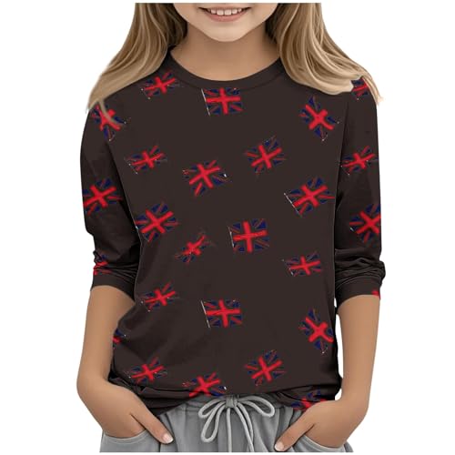 KIDSZJA Kleidung für Teenager, Mädchen, Rundhalsausschnitt, lockere Passform, bequem, weich, Union Jack, trendiges Streetwear-Shirt, 3/4-Ärmel, britische Flagge, Tops für Teenager, Geburtstage KIDSZJA Kleidung für Teenager, Mädchen, Rundhalsausschnitt, lockere Passform, bequem, weich, Union Jack, trendiges Streetwear-Shirt, 3/4-Ärmel, britische Flagge, Tops für Teenager, Geburtstage von KIDSZJA