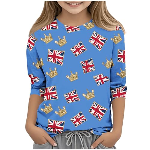 KIDSZJA Kleidung für Teenager-Mädchen, Rundhalsausschnitt, 3/4-Ärmel, Bluse, leicht, bequem, britische Flagge, Hemd, Konzert-Outfit, Union-Jack-Oberteil, Sporttag, Sommer, Schule, Aktivitäten, 4 Jahre KIDSZJA Kleidung für Teenager-Mädchen, Rundhalsausschnitt, 3/4-Ärmel, Bluse, leicht, bequem, britische Flagge, Hemd, Konzert-Outfit, Union-Jack-Oberteil, Sporttag, Sommer, Schule, Aktivitäten, 4 Jahre von KIDSZJA