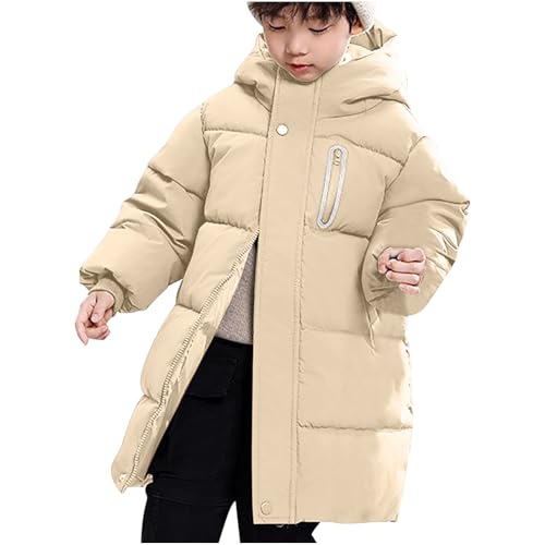 KIDSZJA Langer, gepolsterter Wintermantel für Kinder, Mädchen, Winter-Parka, Pufferjacke, gesteppt, lange Oberbekleidung, dicke Overknee-Daunenjacke, Skianzug, Schneeanzüge, Schule von KIDSZJA