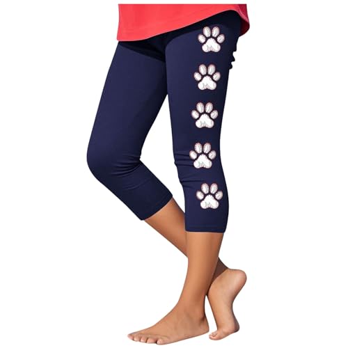 KIDSZJA Lauf-Leggings für Mädchen, Baseball-Grafik, hohe Taille, kurze Trainingshose, athletische Outfits, nahtlose Capri-Yogahose, lässiger Komfort, dehnbare Hose, Sommer, Tanzen und Gymnastik von KIDSZJA