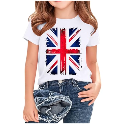 KIDSZJA Mädchen-Bluse, England, Fußball, Weltmeisterschaft, Rundhalsausschnitt, Teenagerkleidung, kurzärmelig, Baumwolle, Freizeitkleidung, T-Shirt, Union Jack, britische Flagge, Top, weich KIDSZJA Mädchen-Bluse, England, Fußball, Weltmeisterschaft, Rundhalsausschnitt, Teenagerkleidung, kurzärmelig, Baumwolle, Freizeitkleidung, T-Shirt, Union Jack, britische Flagge, Top, weich von KIDSZJA