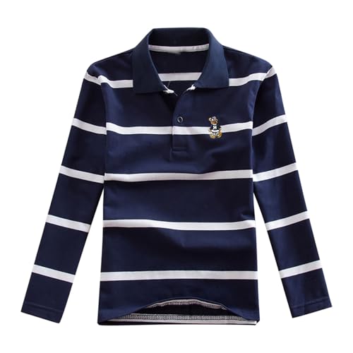 KIDSZJA Mädchen-Bluse, Sommer, Komfort, stilvoll, gestreift, klassisch, langärmelig, Knopfleiste, Polo-Kleidung für Teenager, Baumwolle, Freizeitkleidung, Revers, T-Shirts, Sport, Spielplatz KIDSZJA Mädchen-Bluse, Sommer, Komfort, stilvoll, gestreift, klassisch, langärmelig, Knopfleiste, Polo-Kleidung für Teenager, Baumwolle, Freizeitkleidung, Revers, T-Shirts, Sport, Spielplatz von KIDSZJA
