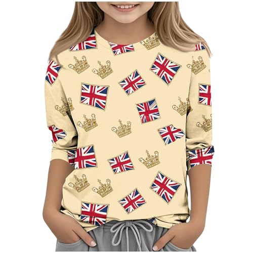 KIDSZJA Mädchen-Blusen, 3/4-Ärmel, leicht, bequem, Rundhalsausschnitt, Konzert-Outfit, Hemd, britische Flagge, Union Jack-Kleidung, Sporttag, Sommer, Schule, Aktivitäten, Geburtstagsgeschenk, 7 Jahre KIDSZJA Mädchen-Blusen, 3/4-Ärmel, leicht, bequem, Rundhalsausschnitt, Konzert-Outfit, Hemd, britische Flagge, Union Jack-Kleidung, Sporttag, Sommer, Schule, Aktivitäten, Geburtstagsgeschenk, 7 Jahre von KIDSZJA