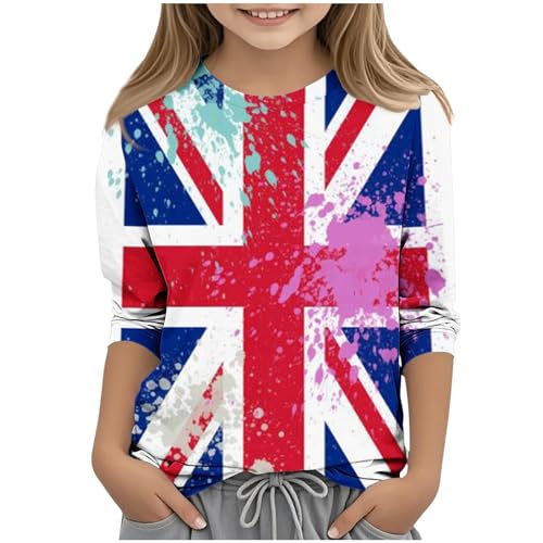 KIDSZJA Mädchen-Blusen mit britischer UK-Flagge, Kinderkleidung, stilvoll, weiche Baumwollmischung, England, Fußball, Weltmeisterschaft, T-Shirts, Union-Jack-Tops, Sommertage, Spielzeit, bequem KIDSZJA Mädchen-Blusen mit britischer UK-Flagge, Kinderkleidung, stilvoll, weiche Baumwollmischung, England, Fußball, Weltmeisterschaft, T-Shirts, Union-Jack-Tops, Sommertage, Spielzeit, bequem von KIDSZJA