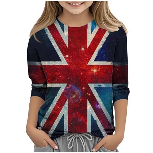 KIDSZJA Mädchen-Hemd, Union Jack, 3/4-Ärmel, Rundhalsausschnitt, lässig, hautfreundlich und umweltfreundlich, britische Flagge, niedliche Outfits, Kleidung, England, Fußball, Weltmeisterschaft KIDSZJA Mädchen-Hemd, Union Jack, 3/4-Ärmel, Rundhalsausschnitt, lässig, hautfreundlich und umweltfreundlich, britische Flagge, niedliche Outfits, Kleidung, England, Fußball, Weltmeisterschaft von KIDSZJA