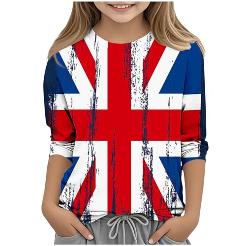 KIDSZJA Mädchen-Hemd, britische Flagge, Oberteil, Union Jack, Kinderkleidung, England, Fußball, Weltmeisterschaft, stilvolle Bluse für empfindliche Haut, Schulveranstaltungen oder lässige Treffen KIDSZJA Mädchen-Hemd, britische Flagge, Oberteil, Union Jack, Kinderkleidung, England, Fußball, Weltmeisterschaft, stilvolle Bluse für empfindliche Haut, Schulveranstaltungen oder lässige Treffen von KIDSZJA
