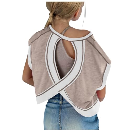 KIDSZJA Mädchen-Hemden, Farbblock, Rundhalsausschnitt, super weich, atmungsaktiv, Sommer, dehnbar, Blusen, Racerback, Aushöhlung, kurze Ärmel, rückenfrei, Sommer, Tanz, Fitnessstudio, Workout KIDSZJA Mädchen-Hemden, Farbblock, Rundhalsausschnitt, super weich, atmungsaktiv, Sommer, dehnbar, Blusen, Racerback, Aushöhlung, kurze Ärmel, rückenfrei, Sommer, Tanz, Fitnessstudio, Workout von KIDSZJA