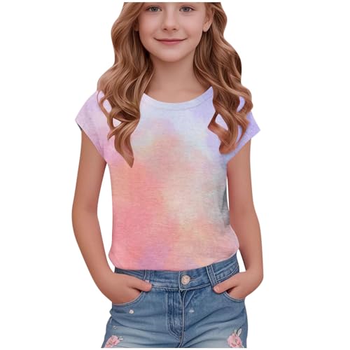 KIDSZJA Mädchen-Hemden, lässig, Alltag, Farbverlauf, Tops für Teenager, Rundhalsausschnitt, Flügelärmel, niedliche Kleidung, stilvoll, bedruckt, kurzärmelig, Blusen, Sommer, niedlich, atmungsaktiv KIDSZJA Mädchen-Hemden, lässig, Alltag, Farbverlauf, Tops für Teenager, Rundhalsausschnitt, Flügelärmel, niedliche Kleidung, stilvoll, bedruckt, kurzärmelig, Blusen, Sommer, niedlich, atmungsaktiv von KIDSZJA
