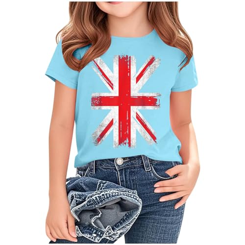 KIDSZJA Mädchen-Oberteil, Konzert-Outfit, Rundhalsausschnitt, leicht, bequem, kurzärmelig, Blusen, britische Flagge, England, Fußball, Weltmeisterschaft, T-Shirt, Union Jack, Sporttag, Sommer KIDSZJA Mädchen-Oberteil, Konzert-Outfit, Rundhalsausschnitt, leicht, bequem, kurzärmelig, Blusen, britische Flagge, England, Fußball, Weltmeisterschaft, T-Shirt, Union Jack, Sporttag, Sommer von KIDSZJA