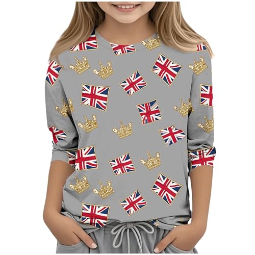 KIDSZJA Mädchen-Oberteil, Konzert-Outfit, Union Jack-Kleidung für Teenager, 3/4-Ärmel, britische Flagge, Hemden, Rundhalsausschnitt, leicht, bequem, Blusen, Sporttag, Sommer, Schule, Aktivitäten 3–4 KIDSZJA Mädchen-Oberteil, Konzert-Outfit, Union Jack-Kleidung für Teenager, 3/4-Ärmel, britische Flagge, Hemden, Rundhalsausschnitt, leicht, bequem, Blusen, Sporttag, Sommer, Schule, Aktivitäten 3–4 von KIDSZJA