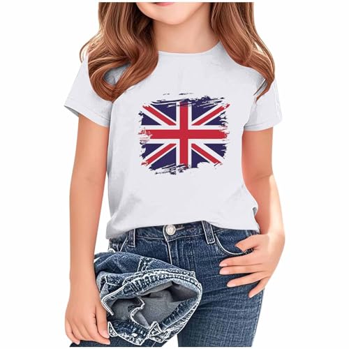 KIDSZJA Mädchen-Oberteil, weiche Baumwolle, England-Fußball-WM-Hemden, Rundhalsausschnitt, britische Flagge, Union-Jack-Kleidung, kurzärmelig, atmungsaktiv und leicht, Blusen, Outdoor, Spielen, Strand KIDSZJA Mädchen-Oberteil, weiche Baumwolle, England-Fußball-WM-Hemden, Rundhalsausschnitt, britische Flagge, Union-Jack-Kleidung, kurzärmelig, atmungsaktiv und leicht, Blusen, Outdoor, Spielen, Strand von KIDSZJA