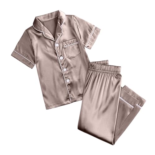 KIDSZJA Mädchen-Pyjama-Set, gestreift, einfarbig, Button-Down-Shirts und Shorts mit weitem Bein, Satin-Schlafanzug, zweiteilig, Loungewear, Seiden-Pyjama, Shorts, Lounge-Outfit, Heimkleidung, 2025 KIDSZJA Mädchen-Pyjama-Set, gestreift, einfarbig, Button-Down-Shirts und Shorts mit weitem Bein, Satin-Schlafanzug, zweiteilig, Loungewear, Seiden-Pyjama, Shorts, Lounge-Outfit, Heimkleidung, 2025 von KIDSZJA