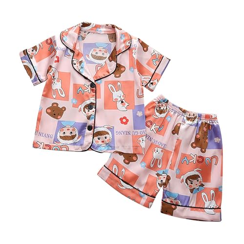 KIDSZJA Mädchen-Schlafanzug für Jungen und Kinder, gestreift, einfarbig, zweiteilig, Loungewear, Satin, kurzer Schlafanzug, Button-Down-Shirts und Shorts mit weitem Bein, Seiden-Pyjama, Sommerparty KIDSZJA Mädchen-Schlafanzug für Jungen und Kinder, gestreift, einfarbig, zweiteilig, Loungewear, Satin, kurzer Schlafanzug, Button-Down-Shirts und Shorts mit weitem Bein, Seiden-Pyjama, Sommerparty von KIDSZJA