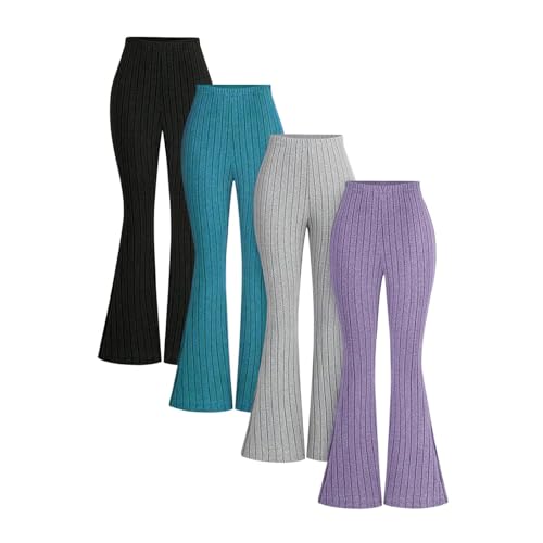 KIDSZJA Mädchen Strumpfhosen, gerippt, gestrickt, für Kinder, lässig, bequem, dehnbar, hohe Taille, ausgestellte Glocke, Bootcut-Leggings, athletische Outfits, nahtlos, Sommer, Tanzen und Gymnastik KIDSZJA Mädchen Strumpfhosen, gerippt, gestrickt, für Kinder, lässig, bequem, dehnbar, hohe Taille, ausgestellte Glocke, Bootcut-Leggings, athletische Outfits, nahtlos, Sommer, Tanzen und Gymnastik von KIDSZJA