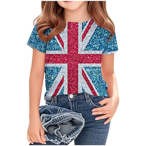 KIDSZJA Mädchen-T-Shirt, kurzärmelig, britische Flagge, Oberteil, Sport, Alltag, England, Fußball, Weltmeisterschaft, Blusen, Rundhalsausschnitt, Union Jack-Kleidung, lässig, leicht, super weich KIDSZJA Mädchen-T-Shirt, kurzärmelig, britische Flagge, Oberteil, Sport, Alltag, England, Fußball, Weltmeisterschaft, Blusen, Rundhalsausschnitt, Union Jack-Kleidung, lässig, leicht, super weich von KIDSZJA