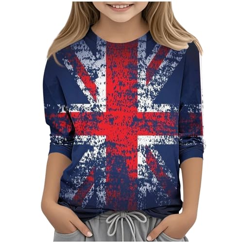 KIDSZJA Mädchen-Top, superweich, atmungsaktiv, britische Flagge, Bluse, Sommer, Tanz, Fitnessstudio, Workout, England, Fußball, Weltmeisterschaft, niedliche Kleidung, 3/4-Ärmel, Rundhalsausschnitt KIDSZJA Mädchen-Top, superweich, atmungsaktiv, britische Flagge, Bluse, Sommer, Tanz, Fitnessstudio, Workout, England, Fußball, Weltmeisterschaft, niedliche Kleidung, 3/4-Ärmel, Rundhalsausschnitt von KIDSZJA