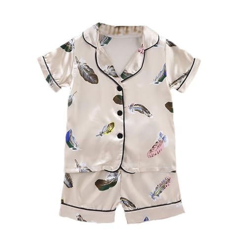 KIDSZJA My Orders Kurzer Schlafanzug für Mädchen, 2-teilig, Loungewear, Button-Down-Shirts und Shorts mit weitem Bein, Satin-Schlafanzug, gestreift, einfarbig, Seiden-Pyjama, Sommerparty, Übernachtung KIDSZJA My Orders Kurzer Schlafanzug für Mädchen, 2-teilig, Loungewear, Button-Down-Shirts und Shorts mit weitem Bein, Satin-Schlafanzug, gestreift, einfarbig, Seiden-Pyjama, Sommerparty, Übernachtung von KIDSZJA