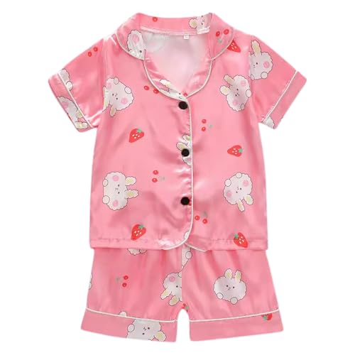 KIDSZJA My Orders Mädchen-Schlafanzug für Kinder, Jungen, zweiteilig, Loungewear, Button-Down-Shirts und Shorts mit weitem Bein, Seiden-Pyjama-Shorts, gestreift, einfarbig, Satin, Pyjama-Set KIDSZJA My Orders Mädchen-Schlafanzug für Kinder, Jungen, zweiteilig, Loungewear, Button-Down-Shirts und Shorts mit weitem Bein, Seiden-Pyjama-Shorts, gestreift, einfarbig, Satin, Pyjama-Set von KIDSZJA