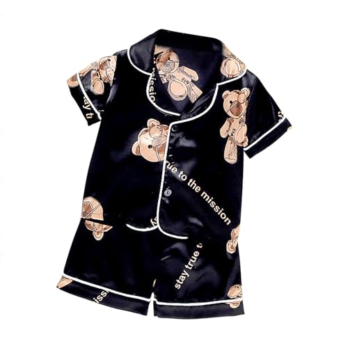 KIDSZJA My Orders Mädchen-Schlafanzug für Kinder, gestreift, einfarbig, zweiteilig, Loungewear, Seiden-Pyjama, Button-Down-Shirts und Shorts mit weitem Bein, Satin, Nachtwäsche, Hauskleidung, 2025 KIDSZJA My Orders Mädchen-Schlafanzug für Kinder, gestreift, einfarbig, zweiteilig, Loungewear, Seiden-Pyjama, Button-Down-Shirts und Shorts mit weitem Bein, Satin, Nachtwäsche, Hauskleidung, 2025 von KIDSZJA