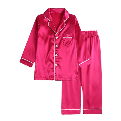 KIDSZJA My Orders Pyjama-Set für Mädchen, Kinder, gestreift, einfarbig, zweiteilig, Loungewear, Seide, kurzer Schlafanzug, Button-Down-Shirts und Shorts mit weitem Bein, Satin, Lounge-Outfit KIDSZJA My Orders Pyjama-Set für Mädchen, Kinder, gestreift, einfarbig, zweiteilig, Loungewear, Seide, kurzer Schlafanzug, Button-Down-Shirts und Shorts mit weitem Bein, Satin, Lounge-Outfit von KIDSZJA