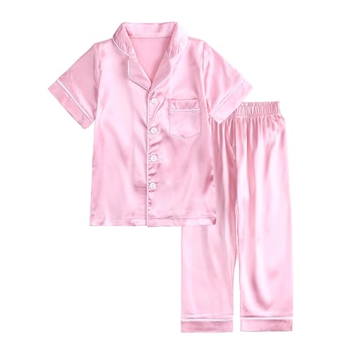 KIDSZJA My Orders Pyjama-Sets für Mädchen, Kinder, Button-Down-Shirts und Shorts mit weitem Bein, zweiteilig, Loungewear, Satin-Schlafanzug, gestreift, einfarbig, Seide, Nachtwäsche, Hauskleidung KIDSZJA My Orders Pyjama-Sets für Mädchen, Kinder, Button-Down-Shirts und Shorts mit weitem Bein, zweiteilig, Loungewear, Satin-Schlafanzug, gestreift, einfarbig, Seide, Nachtwäsche, Hauskleidung von KIDSZJA