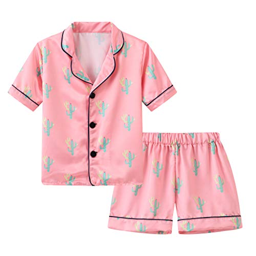 KIDSZJA My Orders Schlafanzug für Mädchen, Kinder, gestreift, einfarbig, 2-teilig, Loungewear, Seiden-Pyjama, Button-Down-Shirts und Shorts mit weitem Bein, Satin, kurzer Schlafanzug, Sommerparty KIDSZJA My Orders Schlafanzug für Mädchen, Kinder, gestreift, einfarbig, 2-teilig, Loungewear, Seiden-Pyjama, Button-Down-Shirts und Shorts mit weitem Bein, Satin, kurzer Schlafanzug, Sommerparty von KIDSZJA