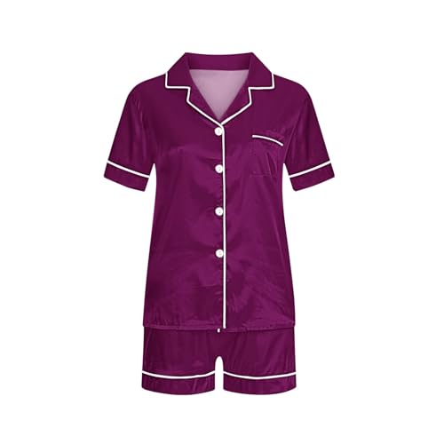 KIDSZJA My Orders Sommer-Pyjama für Mädchen und Jungen, zweiteilig, Loungewear, Button-Down-Shirts und Shorts mit weitem Bein, gestreift, einfarbig, Satin, Kleinkind-Pyjama, Lounge-Outfit KIDSZJA My Orders Sommer-Pyjama für Mädchen und Jungen, zweiteilig, Loungewear, Button-Down-Shirts und Shorts mit weitem Bein, gestreift, einfarbig, Satin, Kleinkind-Pyjama, Lounge-Outfit von KIDSZJA