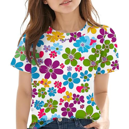 KIDSZJA Niedliche Kleidung für Mädchen, Baumwolle, Freizeitkleidung, Komfort, stilvolles Hemd, Basic-Tunika, Ölblumendruck, Tops, Rundhalsausschnitt, kurze Ärmel, Blusen, coole Sportspiele, Spielplatz KIDSZJA Niedliche Kleidung für Mädchen, Baumwolle, Freizeitkleidung, Komfort, stilvolles Hemd, Basic-Tunika, Ölblumendruck, Tops, Rundhalsausschnitt, kurze Ärmel, Blusen, coole Sportspiele, Spielplatz von KIDSZJA
