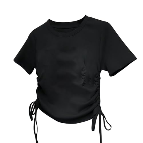 KIDSZJA Oberteile für Mädchen, Tunika-Kleidung mit Kordelzug, kurzärmelig, Y2K, Steetwear-Bluse, stilvoll, bauchfrei, Rundhalsausschnitt, Geschenke, Schuluniformen, Teamveranstaltungen, Hemden KIDSZJA Oberteile für Mädchen, Tunika-Kleidung mit Kordelzug, kurzärmelig, Y2K, Steetwear-Bluse, stilvoll, bauchfrei, Rundhalsausschnitt, Geschenke, Schuluniformen, Teamveranstaltungen, Hemden von KIDSZJA