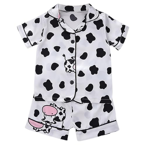 KIDSZJA Pyjama für Mädchen und Kinder, zweiteilig, Loungewear, Button-Down-Shirts und Shorts mit weitem Bein, Seiden-Pyjama-Set, gestreift, einfarbig, Satin, kurzer Schlafanzug, Sommer, Party KIDSZJA Pyjama für Mädchen und Kinder, zweiteilig, Loungewear, Button-Down-Shirts und Shorts mit weitem Bein, Seiden-Pyjama-Set, gestreift, einfarbig, Satin, kurzer Schlafanzug, Sommer, Party von KIDSZJA