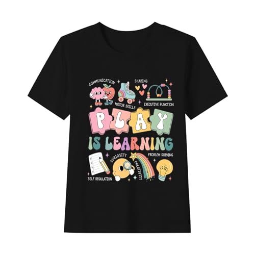 KIDSZJA Shirts für Mädchen, Basic-Unterhemden, Teenagerkleidung, kurzärmlig, klassisch, tailliert, Basic-Blusen, zum Spielen ist lernen, Buchstabendruck, Tops für Teenager, bequem, empfindliche Haut KIDSZJA Shirts für Mädchen, Basic-Unterhemden, Teenagerkleidung, kurzärmlig, klassisch, tailliert, Basic-Blusen, zum Spielen ist lernen, Buchstabendruck, Tops für Teenager, bequem, empfindliche Haut von KIDSZJA