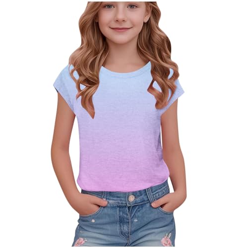 KIDSZJA Shirts für Mädchen, UK, stilvoll, bedruckt, Rundhalsausschnitt, Flügelärmel, kurze Ärmel, Blusen, UK, eleganter Farbverlauf, Schuluniform, Unterziehkleidung, Abendaktivitäten, Abenteuer KIDSZJA Shirts für Mädchen, UK, stilvoll, bedruckt, Rundhalsausschnitt, Flügelärmel, kurze Ärmel, Blusen, UK, eleganter Farbverlauf, Schuluniform, Unterziehkleidung, Abendaktivitäten, Abenteuer von KIDSZJA