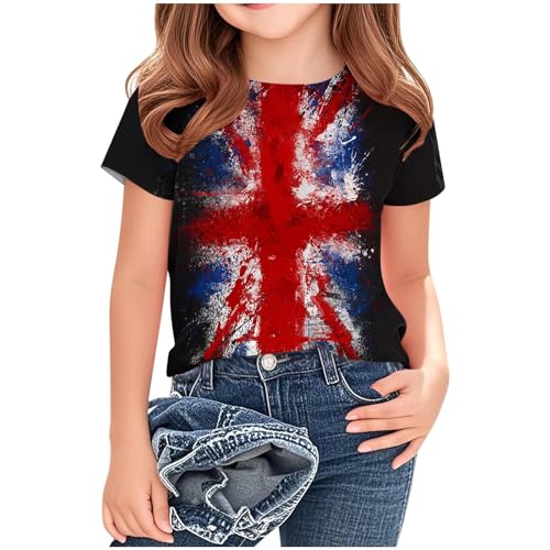 KIDSZJA Shirts für Mädchen, Union Jack, britische Flagge, lässig, locker, bequem, England, Fußball, Weltmeisterschaft, Kleidung, kurzärmelig, Rundhalsausschnitt, sportlich, Sommer, niedlich, Workout KIDSZJA Shirts für Mädchen, Union Jack, britische Flagge, lässig, locker, bequem, England, Fußball, Weltmeisterschaft, Kleidung, kurzärmelig, Rundhalsausschnitt, sportlich, Sommer, niedlich, Workout von KIDSZJA