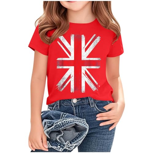 KIDSZJA Shirts für Mädchen, trendiges England-Fußball-Weltmeisterschaft, leicht, bequem, Konzert-Outfit, Bluse, britische Flagge, Sporttag, Sommer, Schulaktivitäten KIDSZJA Shirts für Mädchen, trendiges England-Fußball-Weltmeisterschaft, leicht, bequem, Konzert-Outfit, Bluse, britische Flagge, Sporttag, Sommer, Schulaktivitäten von KIDSZJA