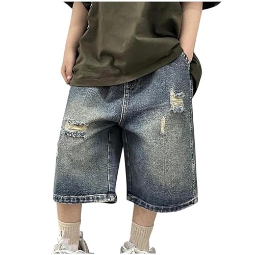 KIDSZJA Shorts für Mädchen, 9 Jahre, elastische Taille, lässig, klassisch, Destroyed-Jeans, weites Bein, Capri-Denim-Shorts, zerrissene Vintage-Hotpants, Baggy-Cropped-Hose, Sommer, stilvoll, Y2K KIDSZJA Shorts für Mädchen, 9 Jahre, elastische Taille, lässig, klassisch, Destroyed-Jeans, weites Bein, Capri-Denim-Shorts, zerrissene Vintage-Hotpants, Baggy-Cropped-Hose, Sommer, stilvoll, Y2K von KIDSZJA